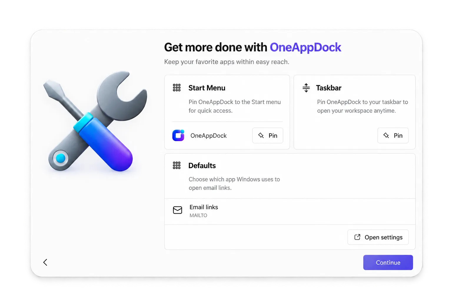 Quick access dock navigation
